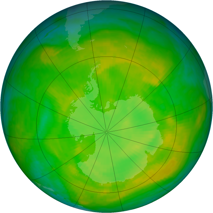 Antarctic ozone map for 05 December 1988